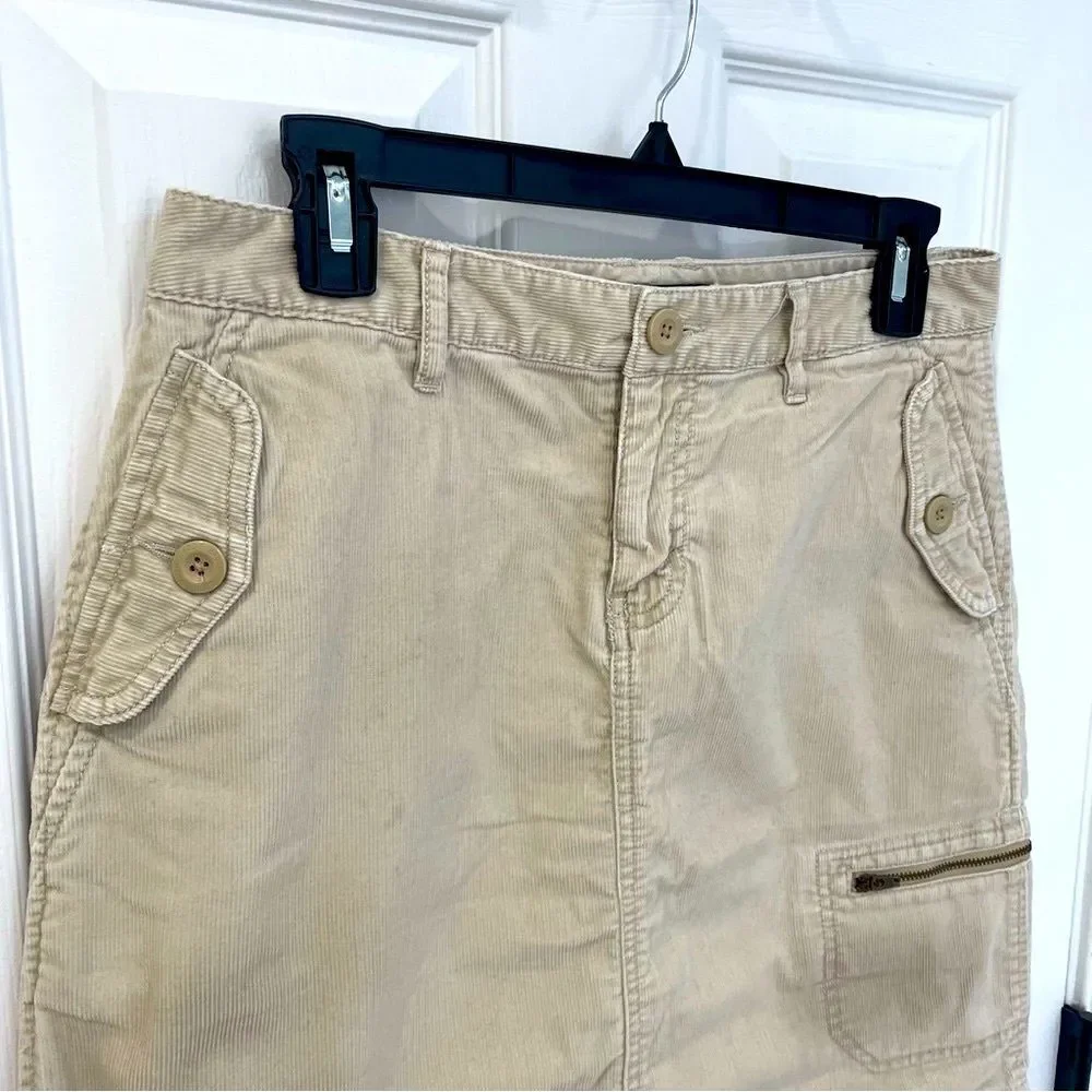 Eddie Bauer Tan Corduroy Utility Skirt Women’s Size 6